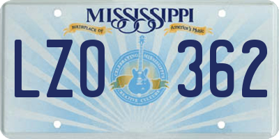 MS license plate LZO362