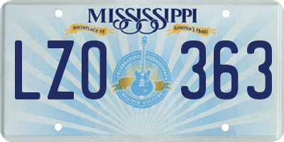 MS license plate LZO363