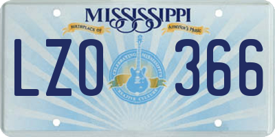 MS license plate LZO366
