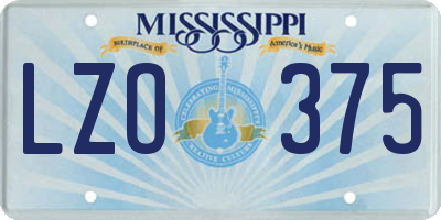 MS license plate LZO375