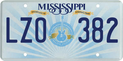 MS license plate LZO382