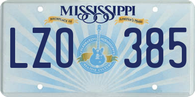 MS license plate LZO385