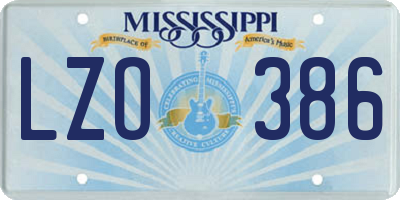 MS license plate LZO386
