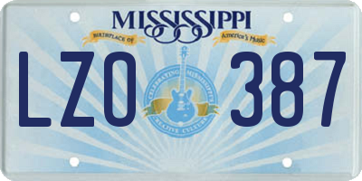 MS license plate LZO387