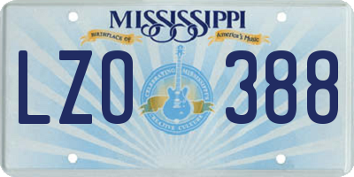 MS license plate LZO388