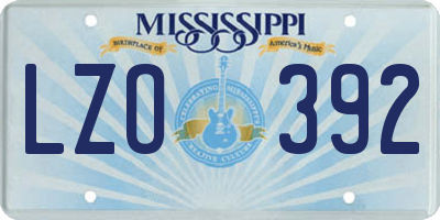 MS license plate LZO392