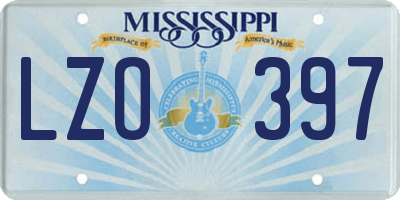 MS license plate LZO397