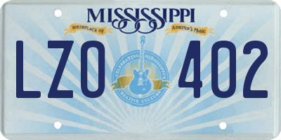 MS license plate LZO402