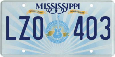 MS license plate LZO403