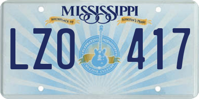 MS license plate LZO417