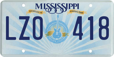 MS license plate LZO418