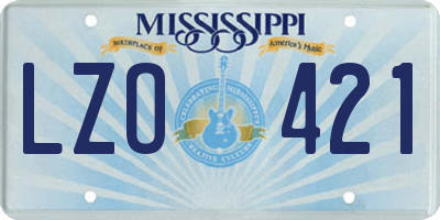 MS license plate LZO421