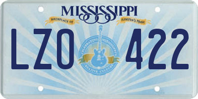 MS license plate LZO422