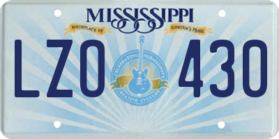 MS license plate LZO430
