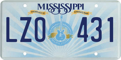 MS license plate LZO431