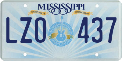 MS license plate LZO437