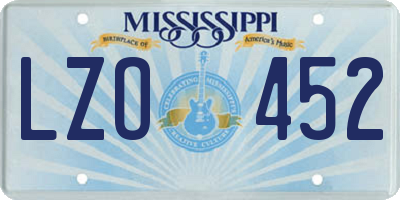 MS license plate LZO452