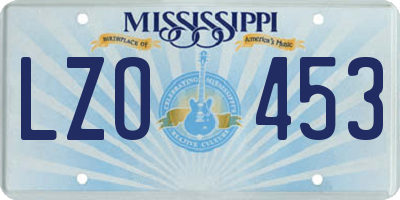 MS license plate LZO453