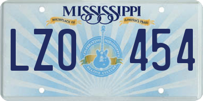 MS license plate LZO454