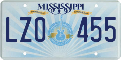 MS license plate LZO455