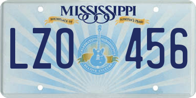 MS license plate LZO456