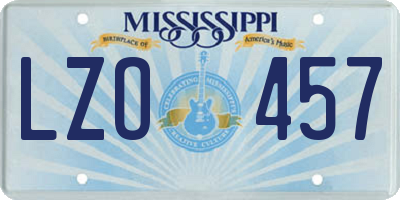 MS license plate LZO457