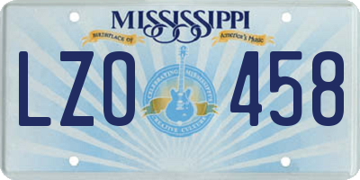 MS license plate LZO458