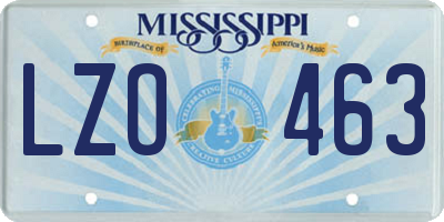 MS license plate LZO463