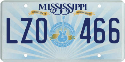 MS license plate LZO466