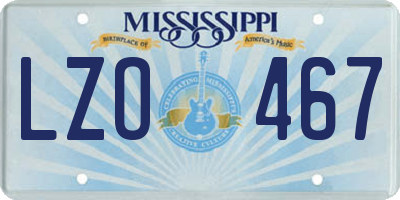 MS license plate LZO467