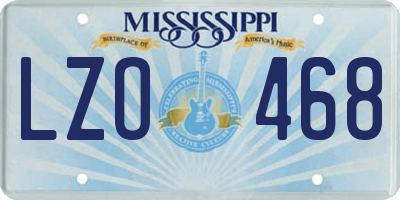 MS license plate LZO468