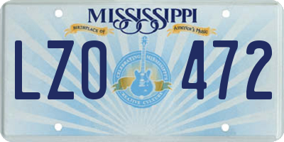 MS license plate LZO472