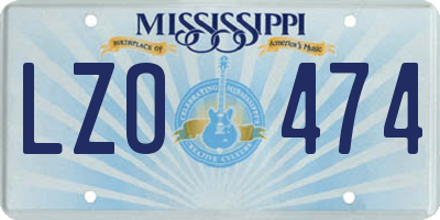 MS license plate LZO474
