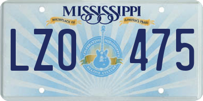 MS license plate LZO475