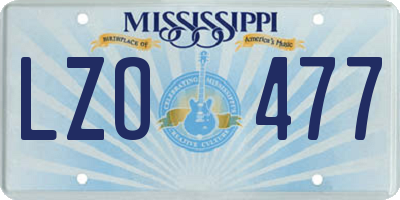 MS license plate LZO477