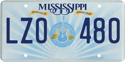 MS license plate LZO480