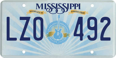 MS license plate LZO492