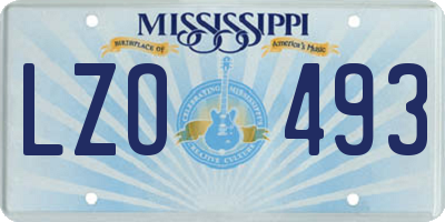 MS license plate LZO493