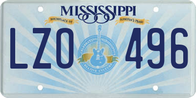MS license plate LZO496