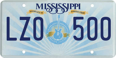 MS license plate LZO500