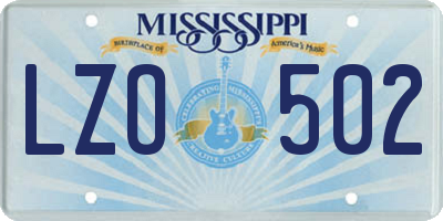 MS license plate LZO502