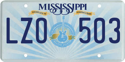 MS license plate LZO503