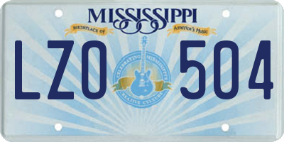 MS license plate LZO504