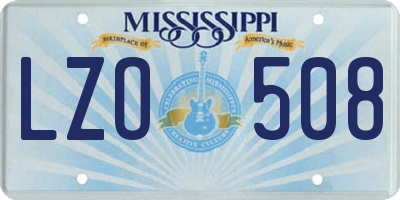 MS license plate LZO508