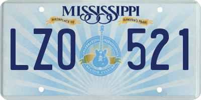 MS license plate LZO521