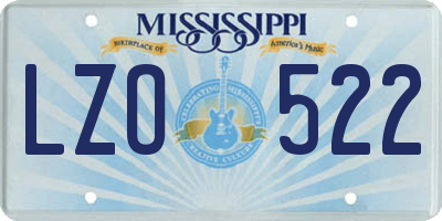 MS license plate LZO522
