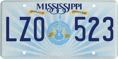 MS license plate LZO523