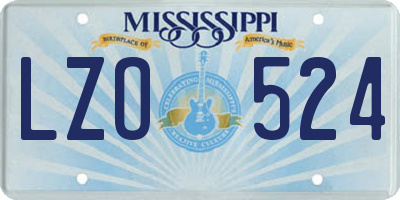 MS license plate LZO524