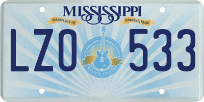 MS license plate LZO533