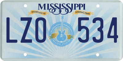 MS license plate LZO534